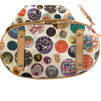 Bottom of backpack colorful character icons on a white background