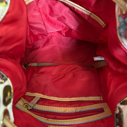 Close-up of a red interior of backpack 