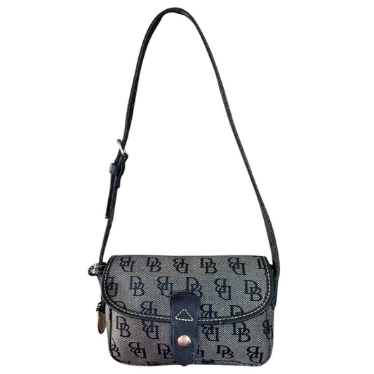 Front of Small handbag with a patterned design on a white background