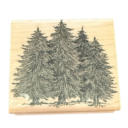 Hero Arts Vintage 1985 Pine Trees Forest Rubber Stamp