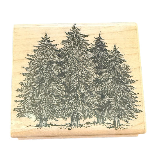 Hero Arts Vintage 1985 Pine Trees Forest Rubber Stamp
