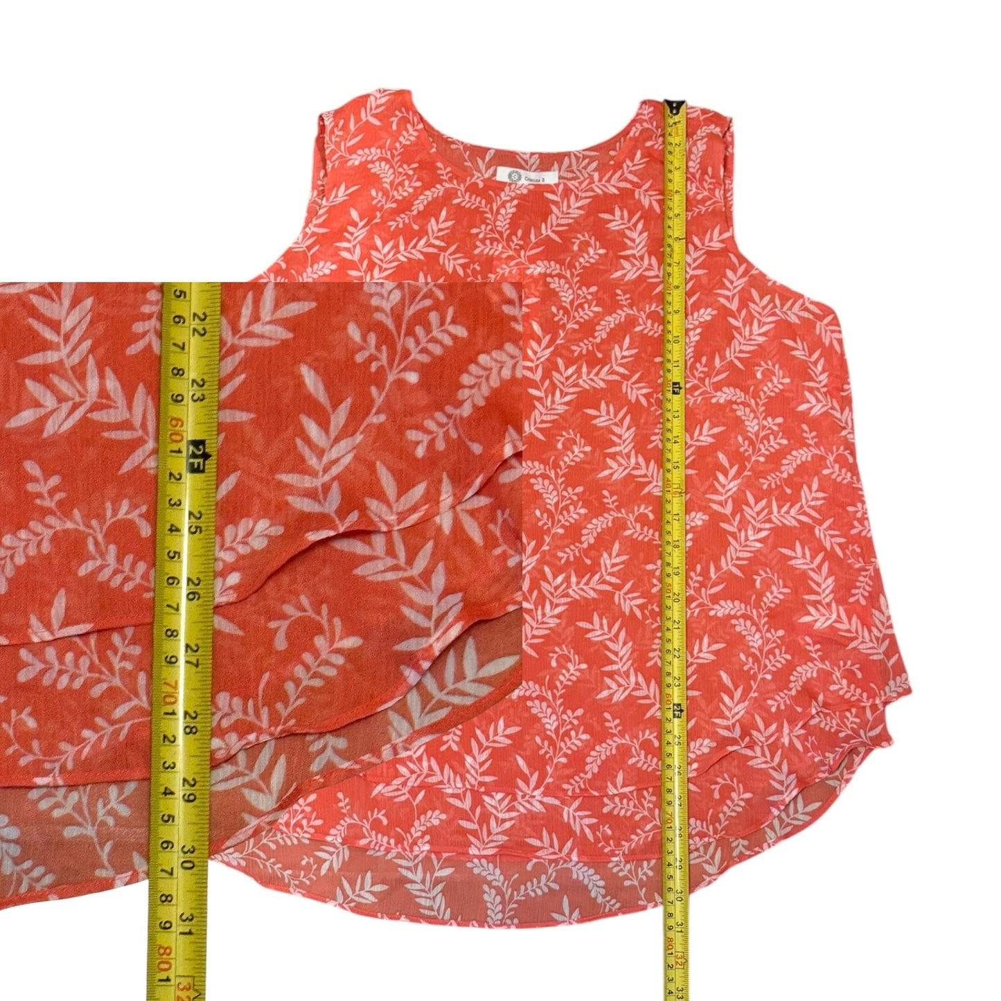 Cristina B Pink White Floral Plant Print Flowing Shirt XX-Large