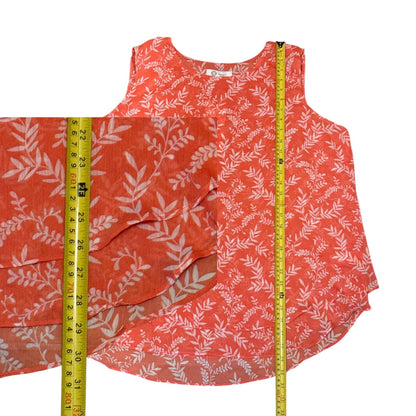 Cristina B Pink White Floral Plant Print Flowing Shirt XX-Large