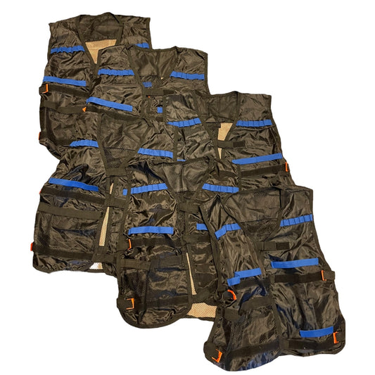 6 Toy Kids Soft Dart Tactical Black Vests With Face Mask Balaclava