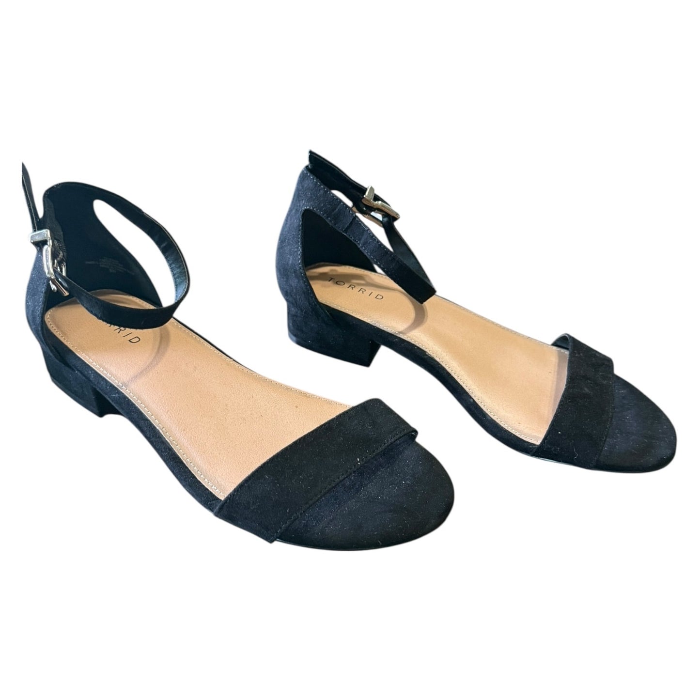 Torrid Black Faux Suede Strappy Chunky Block Heel Size 9W