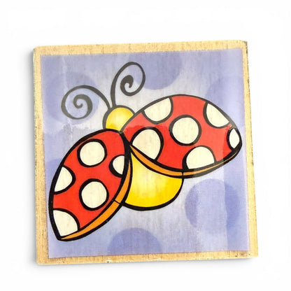 Whimsical Ladybug Unbranded Wooden Rubber Stamp