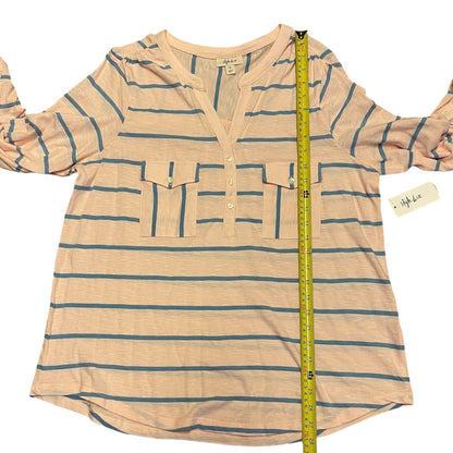 Style & Co Pink With Blue Cotton Stripes Shirt Size X-Large