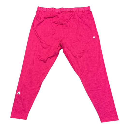 Back of Pink pants with a small logo on a white background