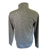 Back of Gray sweater on a mannequin with a white background