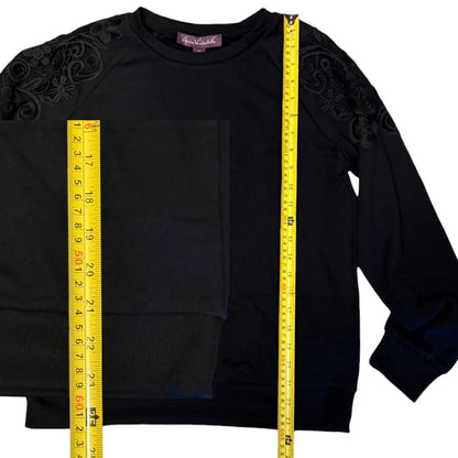 Gloria Vanderbilt Black Lace Sweatshirt Size Extra Small