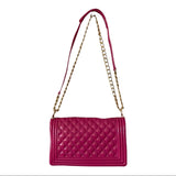 emperia pink quilted purse back view