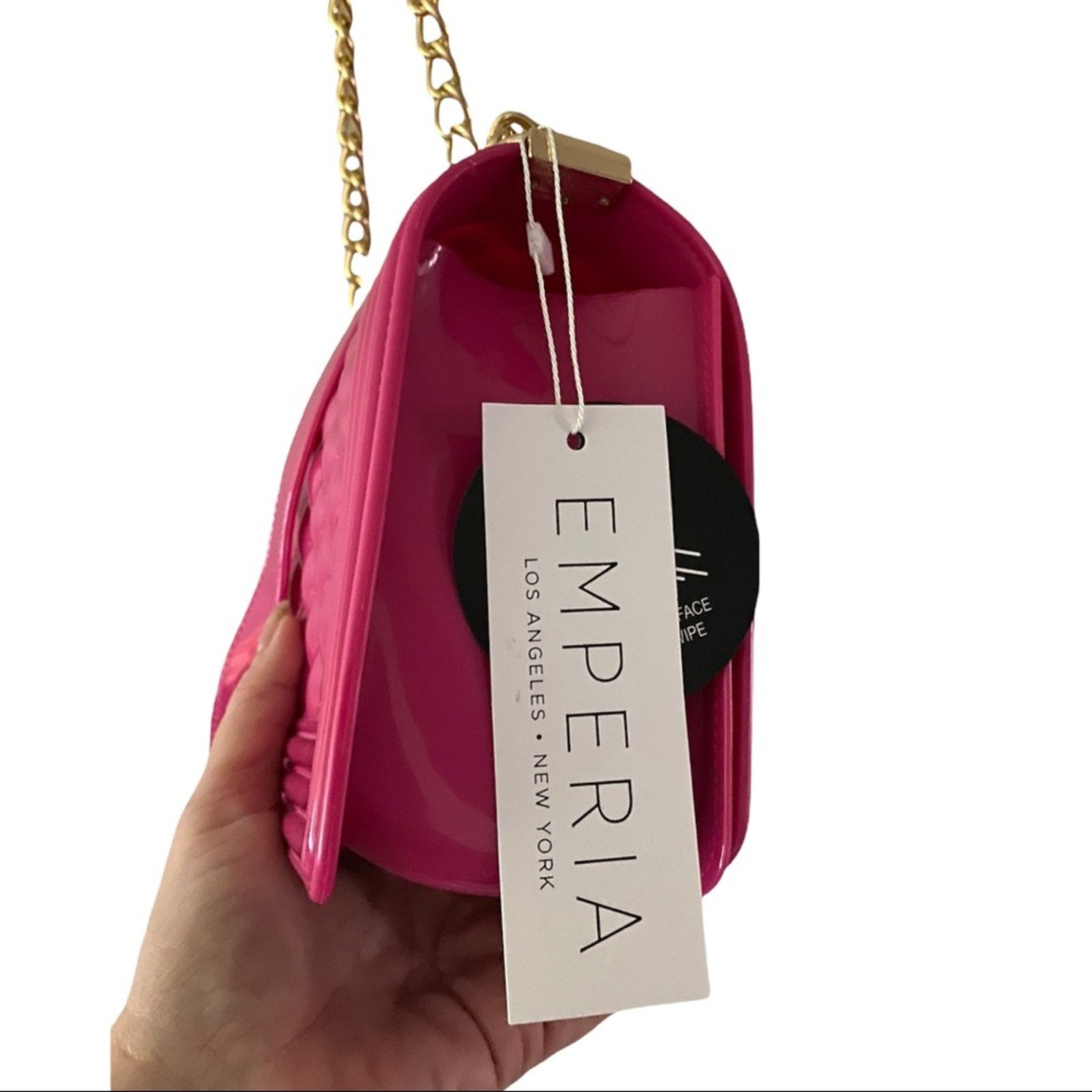 Side of pink purse 