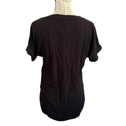 Matty M Black French Terry Rolled Cuff Short Sleeve Tee Shirt Size XS