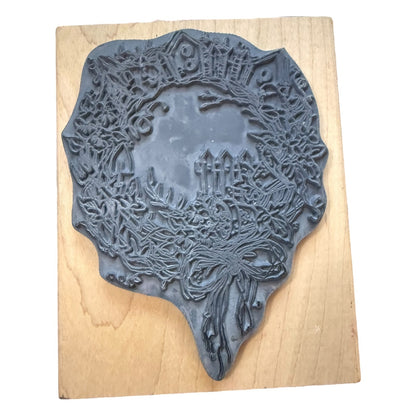 Stampendous Vintage 1997 Birdhouse Wreath R041 Large Rubber Stamp