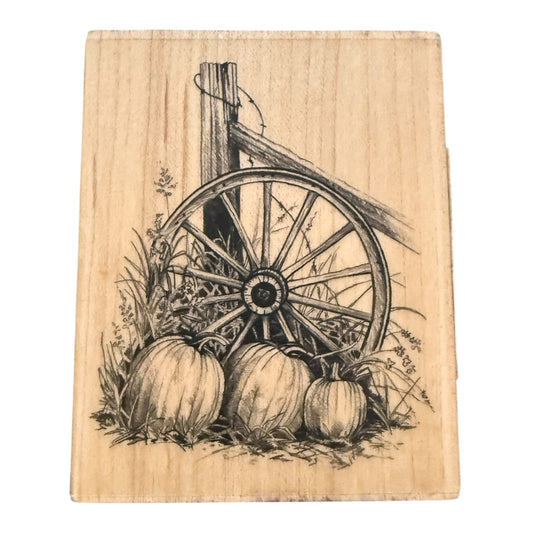 Inkadinkado Harvest Home Fall Harvest Pumpkin Farm Wheel 60-00583 Rubber Stamp
