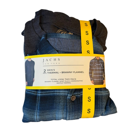 Jachs New York Men's Gray Thermal & Brawny Blue Flannel Shirt Small