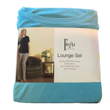 Packaged Felina lounge set with a model and product details on a white background
