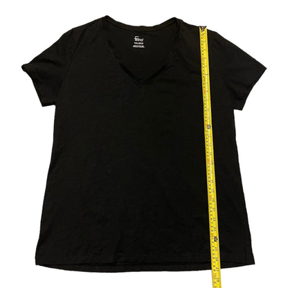 Black t-shirt with a measuring tape on a white background