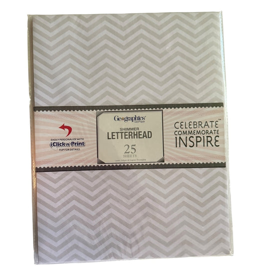 Pack of Geographics Shimmer Letterhead with chevron pattern on a white background
