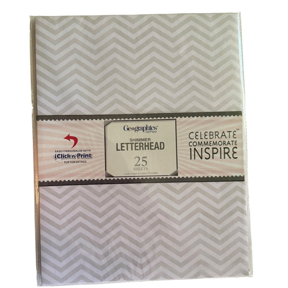 Pack of Geographics Shimmer Letterhead with chevron pattern on a white background