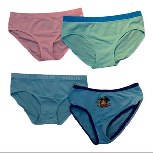 girls set of 4 loose pairs of underwear in an assortment of colors