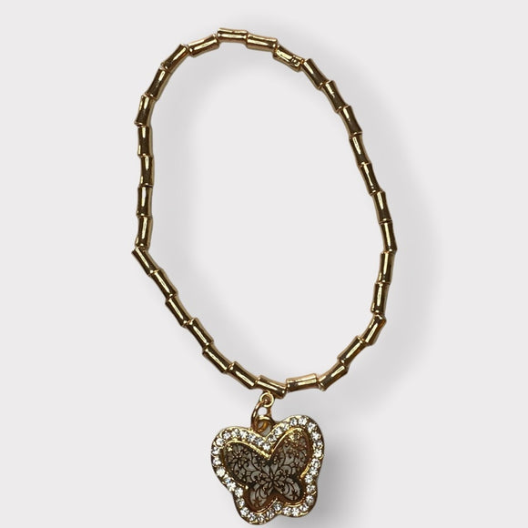 Gold tone butterfly bracelet