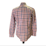 goodthreads mens pink blue long sleeve linen cotton shirt size small back of shirt