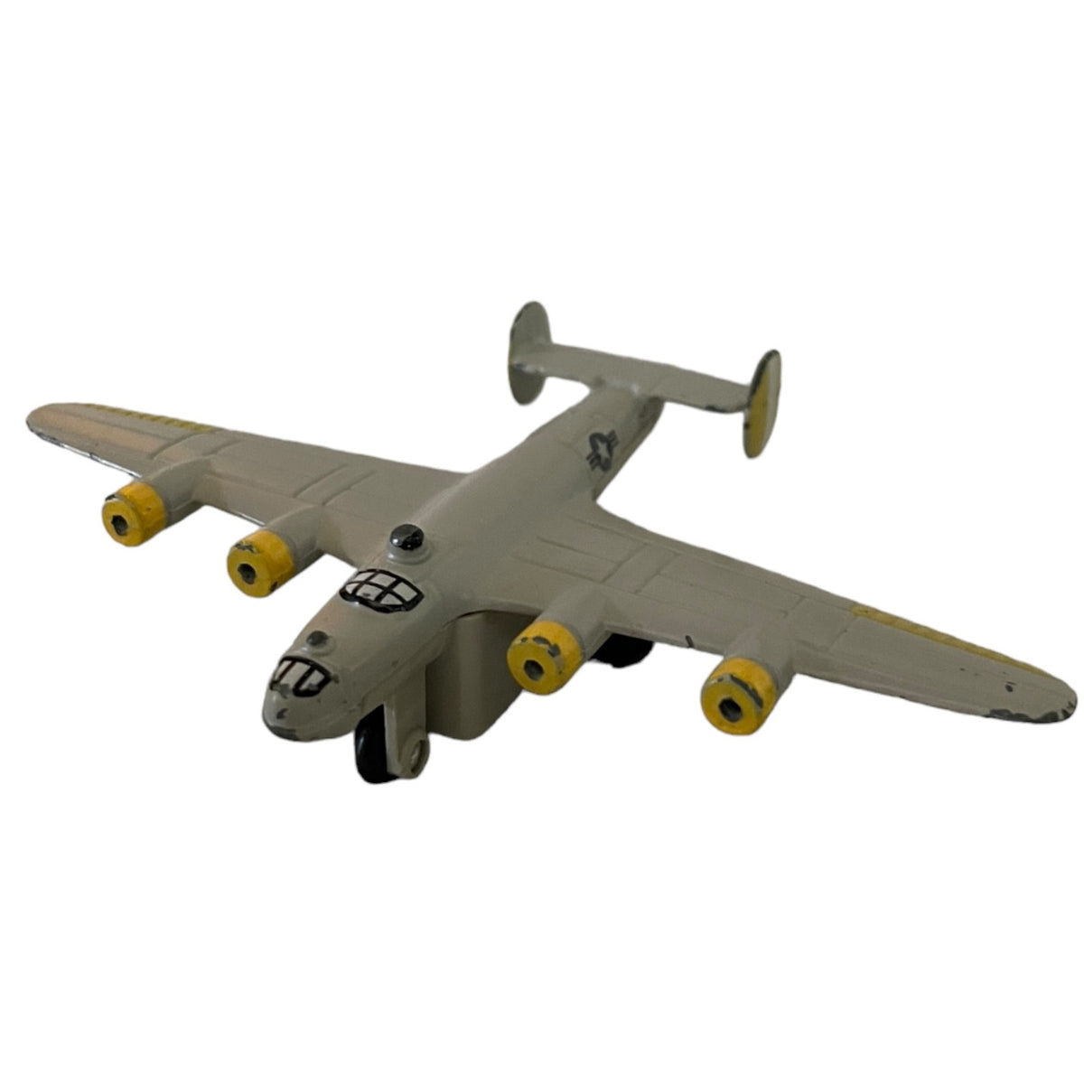 Toy airplane b-24 on a white background