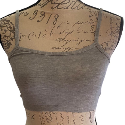Front of Gray crop top on a mannequin