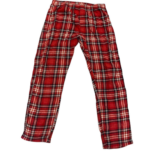 Red plaid pants on a white background