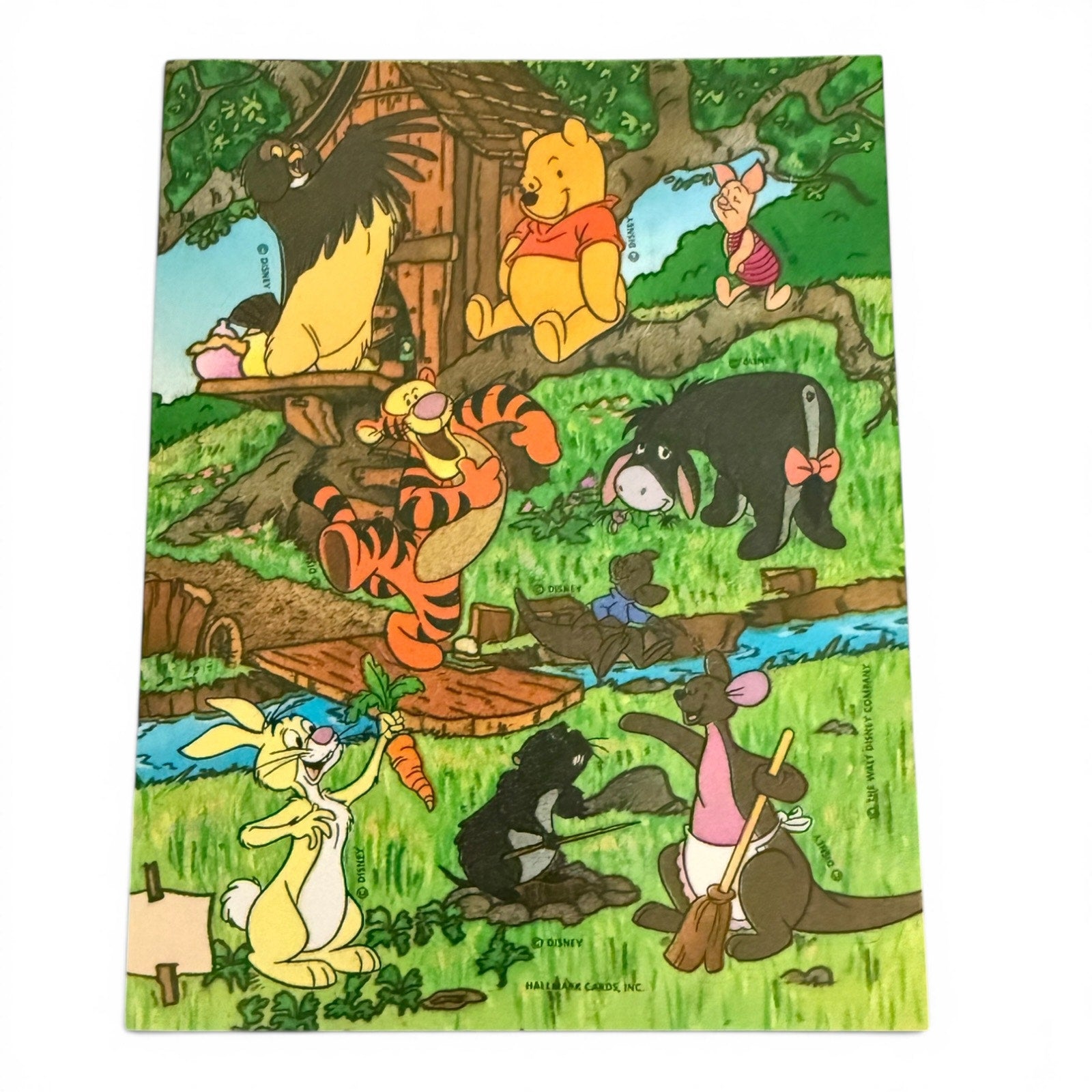 Cartoon scene with Winnie the Pooh and friends in a forest setting stickers