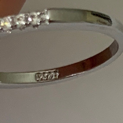 925 Silver ring with diamonds on a white background