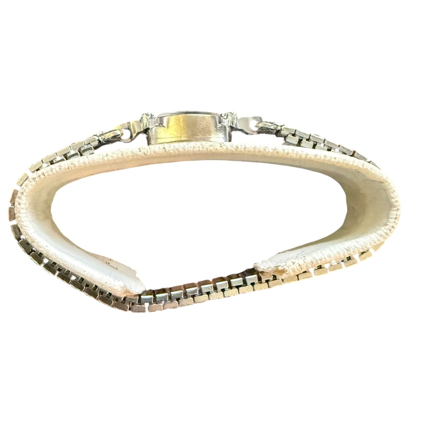 Side view of silver  White gold watch on a white background