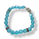 Blue handmade bracelet top view 2