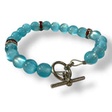 Blue handmade bracelet silver toggle