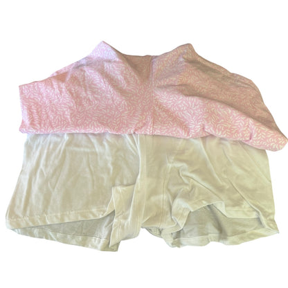 Pink and white boxer briefs on a white background