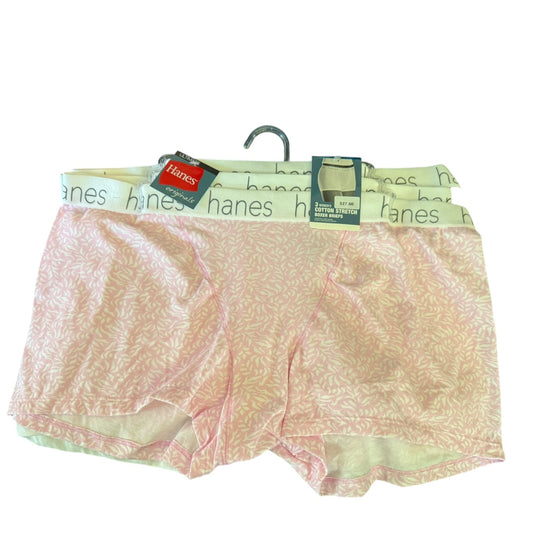 Pack of Hanes boxer briefs on a white background