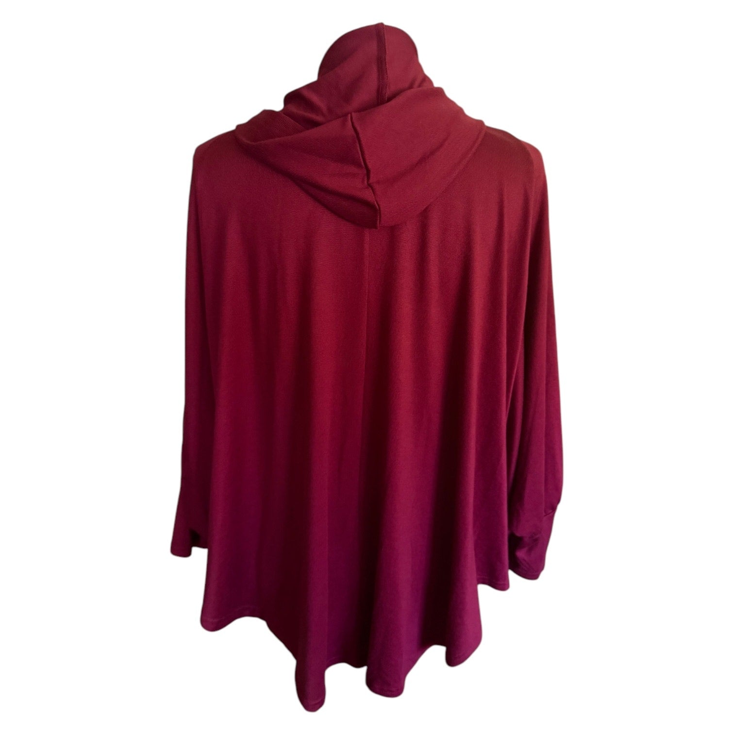 Back of jacket with a hood on a white background. 