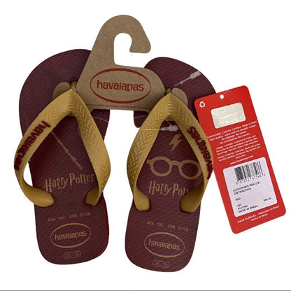Front of Harry Potter Havaianas flip flops on a white background. 
