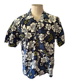 Front of Floral patterned shirt on a mannequin against a white background