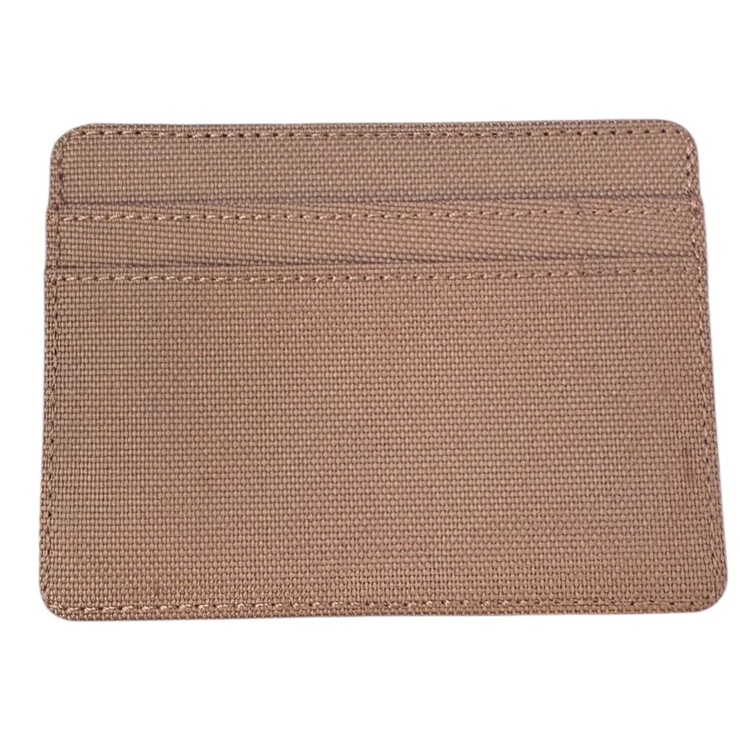 beige wallet with pockets with stitching on a white background