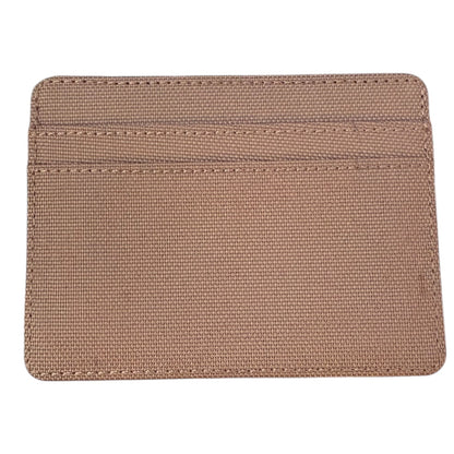 beige wallet with pockets with stitching on a white background