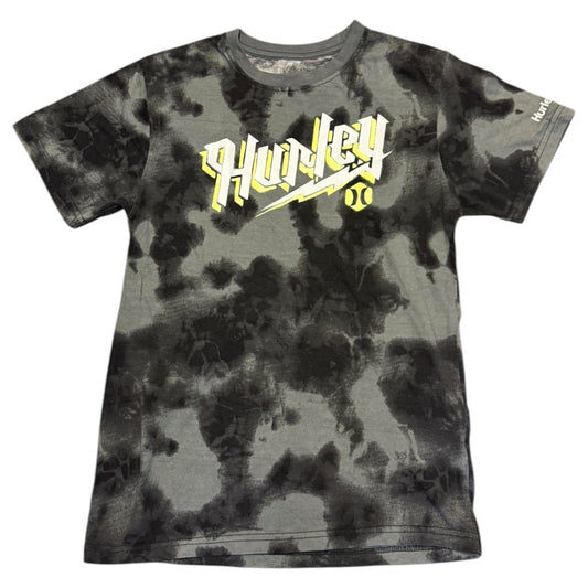 Tie-dye t-shirt with Hurley logo on a white background