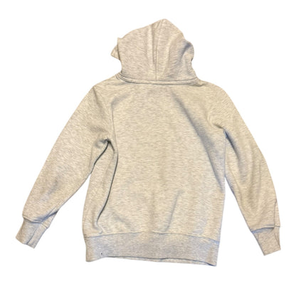 Back of gray hoodie on a white background