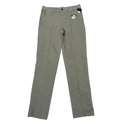 Front of Green chino pants on a white background
