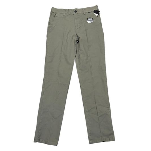 Front of Green chino pants on a white background