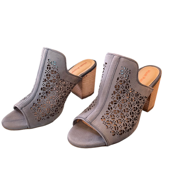 Front side of blue Hush Puppies