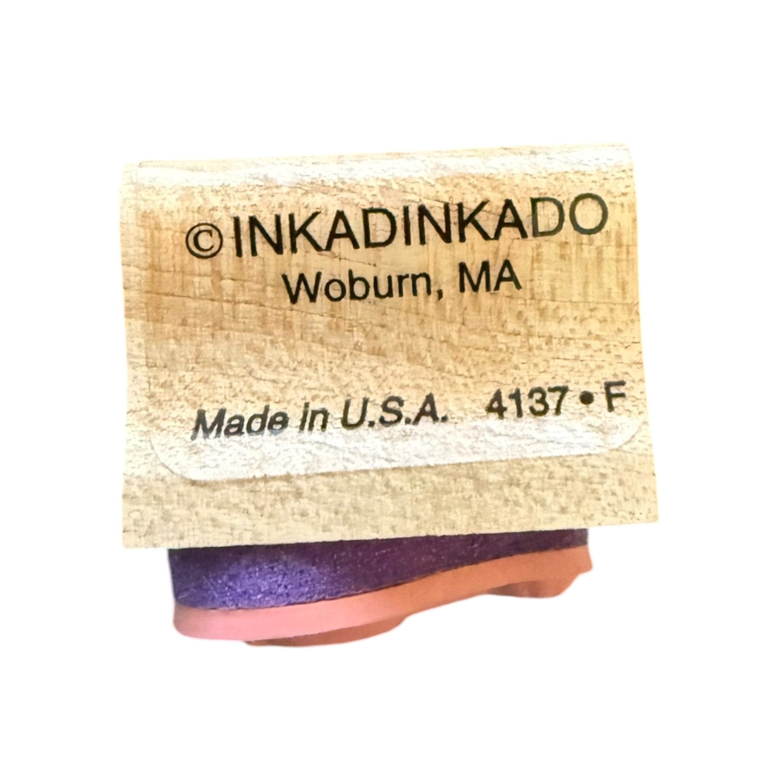Inkadinkado stamp with a label showing 'Made in U.S.A.'