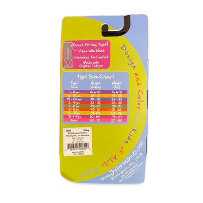 Packaging of a product with a size chart on a white background