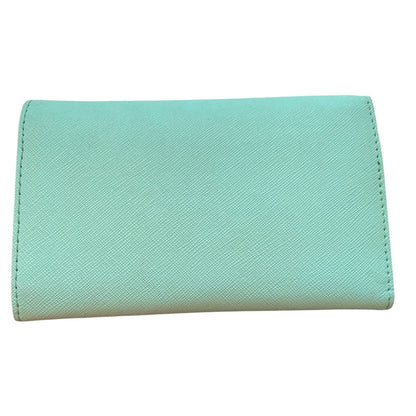 Baby blue wallet on a white background
